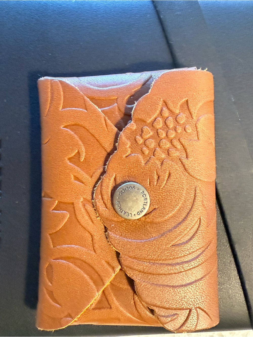 Portland Leather Wrap Journal and Tooled Leather Card Wallet - Black & Brown - Picture 2 of 4